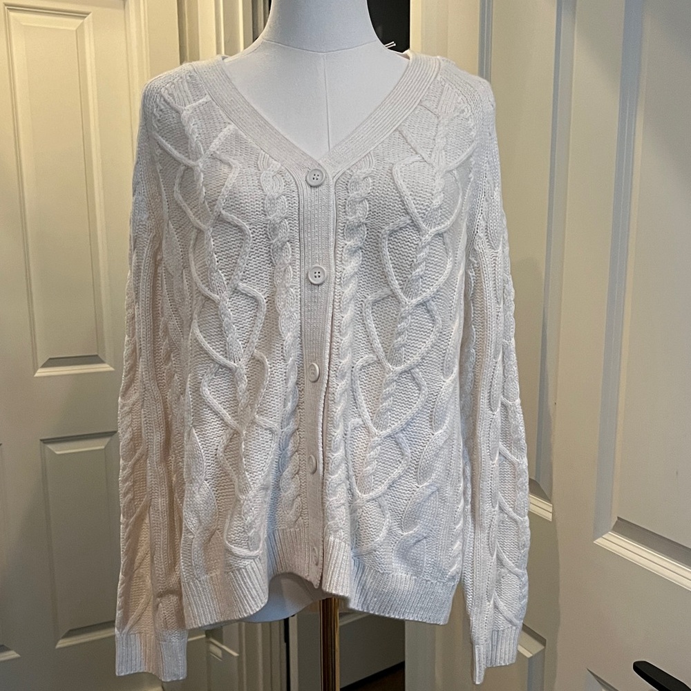 Splendid Ivory Cable Knit Cardigan
